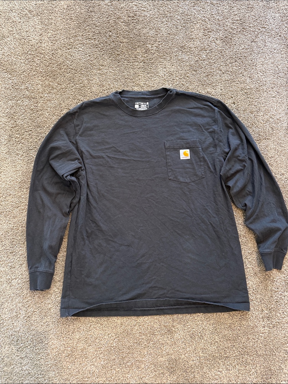 Carhartt Black Long-Sleeve Pocket Tee with Logo Patch